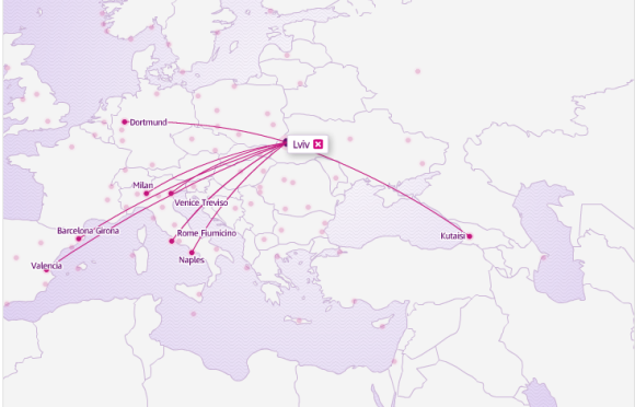 Wizz Air карта из Львова